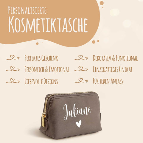 Personalisierte Leder Kosmetiktasche mit Name für Kosmetik & MakeUp