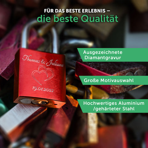 Liebesschloss in Lila mit Gravur