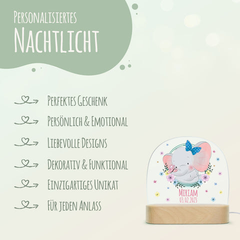 Kinder LED Nachtlicht mit Sockel aus Holz - "Blumenkreis" GRAVURZEILE – Bild 52