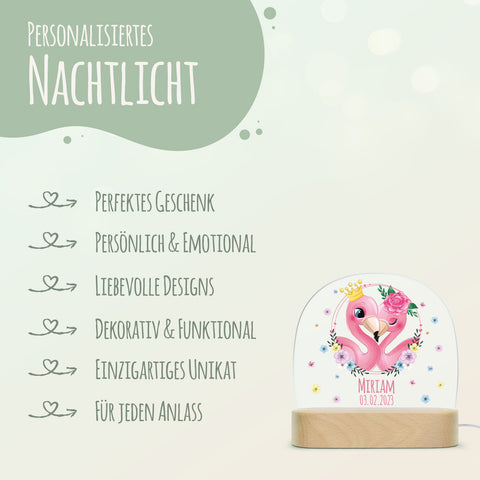 Kinder LED Nachtlicht mit Sockel aus Holz - "Blumenkreis" GRAVURZEILE – Bild 7
