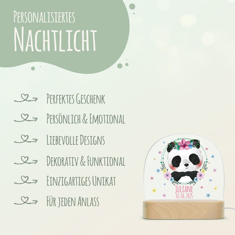 Kinder LED Nachtlicht mit Sockel aus Holz - "Blumenkreis" GRAVURZEILE – Bild 62