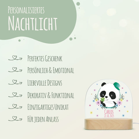 Kinder LED Nachtlicht mit Sockel aus Holz - "Blumenkreis" GRAVURZEILE – Bild 67