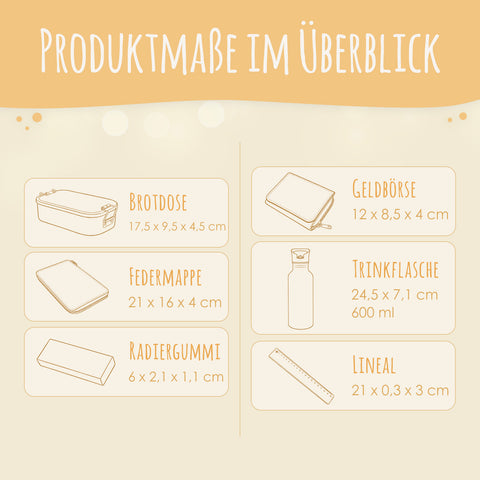 Kleines Schulset für Kinder - Blockhelden - Federmappe, Geldbörse, Brotdose, Trinkflasche, Lineal & Radiergummi - Personalisiert mit Name