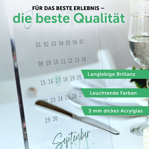 Kalender auf Acrylglas - Personalisiertes Geschenk mit Namen & Datum