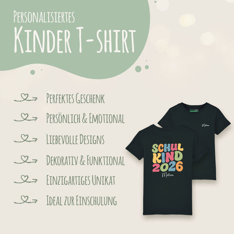 Kinder T-Shirt Schulkind 2026 in Schwarz - Detail