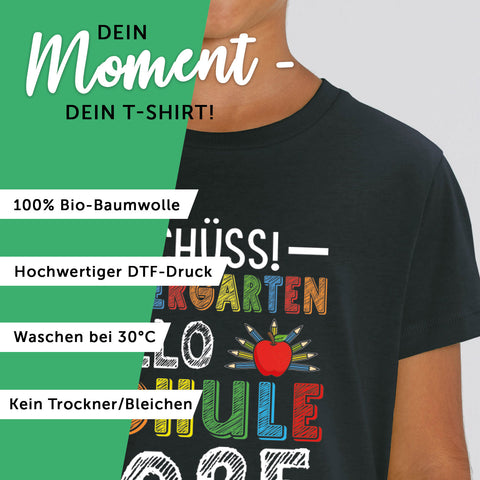 Bedrucktes T-Shirt für Kinder - Tschüss Kindergarten, Hallo Schule 2025