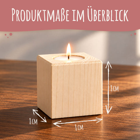 Teelichthalter aus Holz mit UV Druck - Regenbogen Design - Personalisiert mit Namen