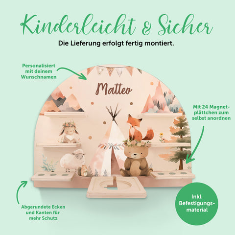 Toniebox Regal für Kinderzimmer - Camping - Personalisiert mit Namen