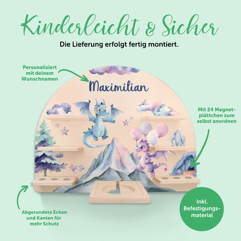 Toniebox Regal für Kinderzimmer - Drache - Personalisiert mit Namen