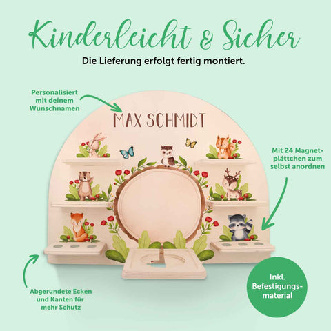 Toniebox Regal für Kinderzimmer - Tiergruppe Wald - Personalisiert mit Namen