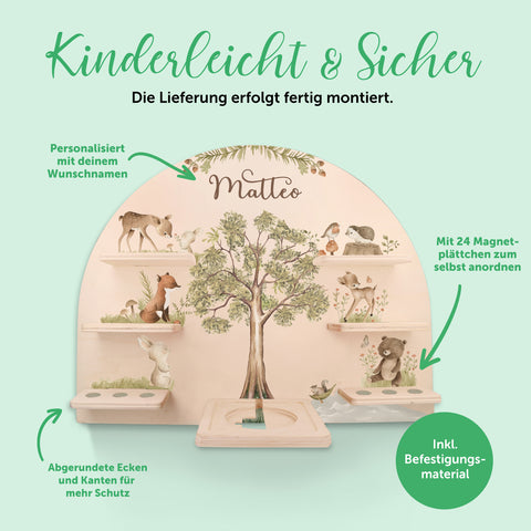 Toniebox Regal für Kinderzimmer - Waldtiere - Personalisiert mit Namen