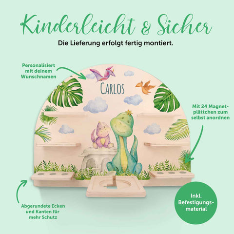 Toniebox Regal für Kinderzimmer - Dino - Personalisiert mit Namen
