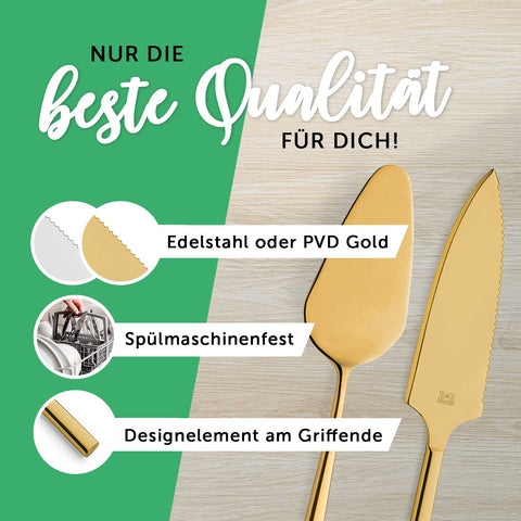 Tortenbesteck im Set - Blumenranke - Mit persönlicher Gravur als Geschenk zur Hochzeit