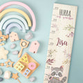 Messlatte mit Namen für Kinder im Waschbär Design