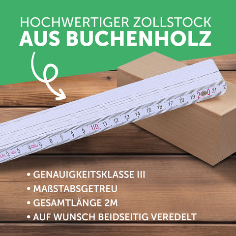 Zollstock 2 Meter mit UV Druck - Wunschtext - Personalisiert mit eigenem Text und Foto