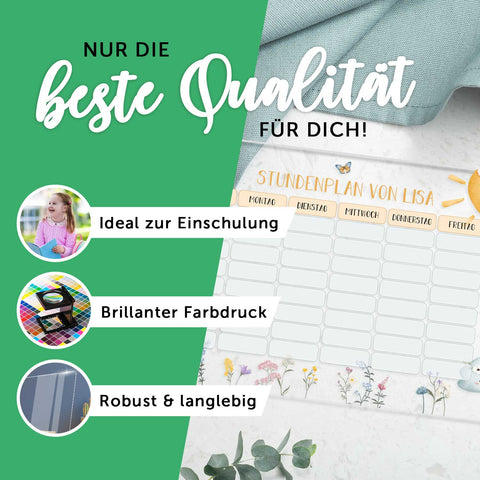 Personalisierter Stundenplan - Tiergruppe mit Namen