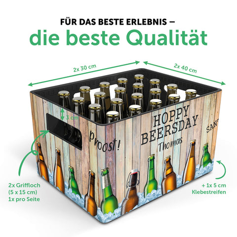 DIY Bierkasten Banderole mit 24 Deckelaufklebern - Hoppy Beersday