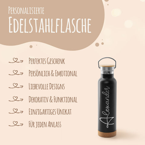Gravierte Trinkflasche aus Edelstahl - Wunschname
