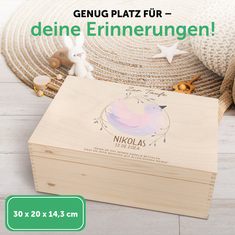 Bedruckte Erinnerungskiste zur Taufe - Taube