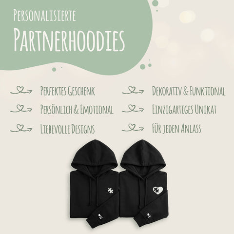 Partnerhoodies - Puzzleteil - Personalisiertes Hoodie Set mit Buchstabe im Partnerlook