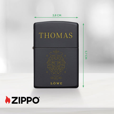 GRAVURZEILE x ZIPPO Personalisiertes Sturmfeuerzeug - Sternzeichen - Windfest und Langlebig - Nachfüllbar