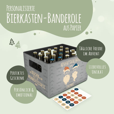 DIY Bierkasten Banderole mit 24 Deckelaufklebern - Cool Santa