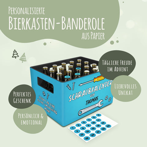 DIY Bierkasten Banderole mit 24 Deckelaufklebern - Schraubkalender