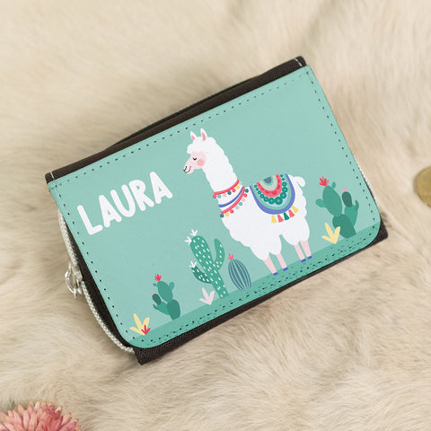 Bedruckte Geldbörse für Kinder im Lama Design