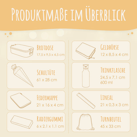 Schulset für Kinder - Blockhelden - Schultüte, Federmappe, Sportbeutel, Geldbörse, Brotdose, Trinkflasche, Lineal & Radiergummi - Personalisiert mit Name