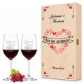 Stölzle Lausitz Weingläser mit Gravur "Heart Collection" Design als Set inkl. bedruckter Holzkiste