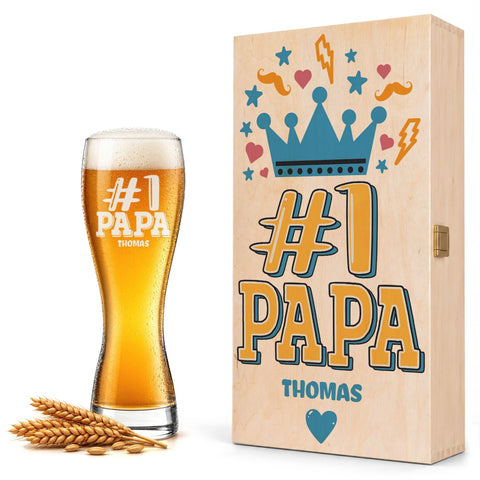 Stölzle Lausitz Weizenglas "#1 Papa" mit Namen