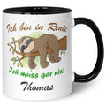 Bedruckte Tasse Faultier in Rente - Personalisiert mit Name