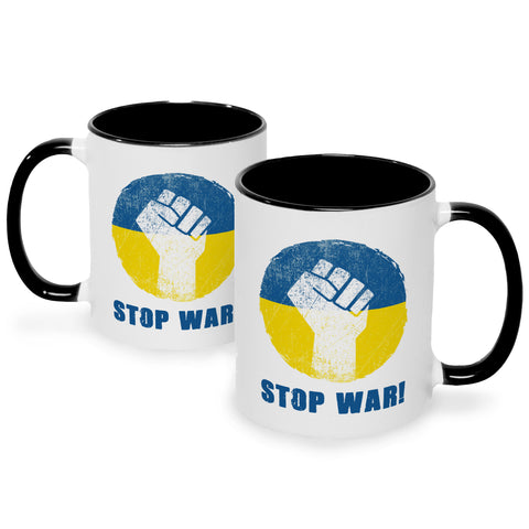 Bedruckte Tasse mit Spruch Stop War Ukraine
