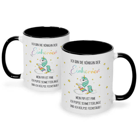 Bedruckte Tasse mit Spruch Königin der Einhörner
