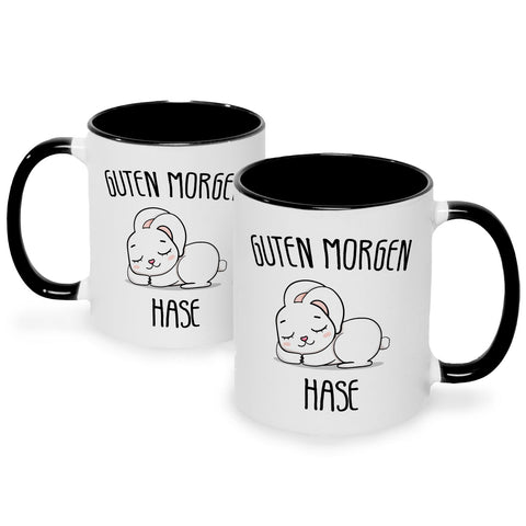 Bedruckte Tasse mit Spruch Guten Morgen Hase