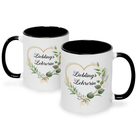 Bedruckte Tasse mit Spruch Lieblingslehrer/Lieblingslehrerin
