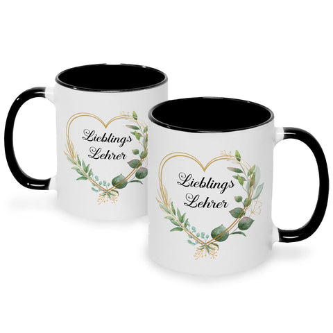 Bedruckte Tasse mit Spruch Lieblingslehrer/Lieblingslehrerin