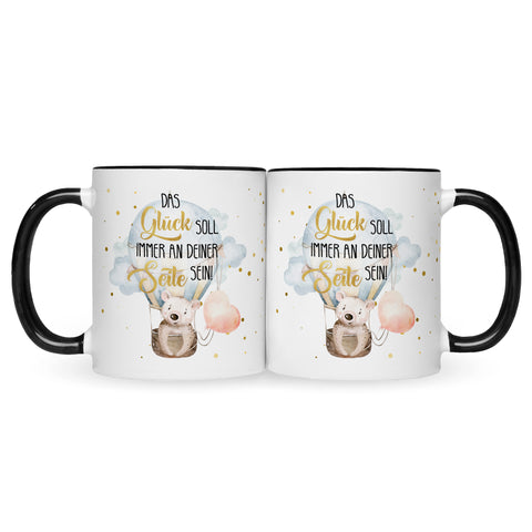 Bedruckte Tasse mit Spruch Glück immer an deiner Seite