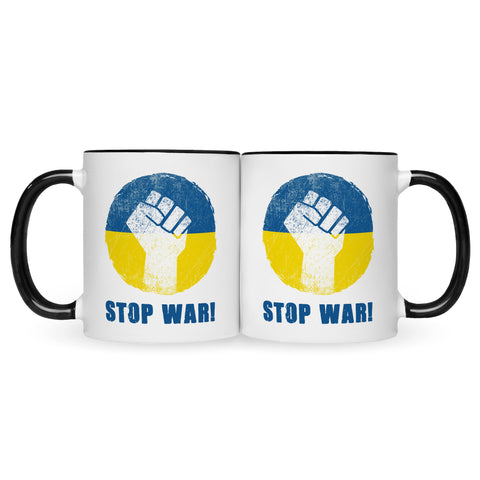 Bedruckte Tasse mit Spruch Stop War Ukraine