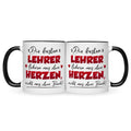 Bedruckte Tasse mit Spruch Die besten Lehrer lehren aus dem Herzen