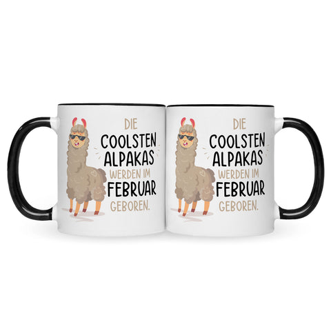 Bedruckte Tasse mit Spruch Die coolsten Alpakas