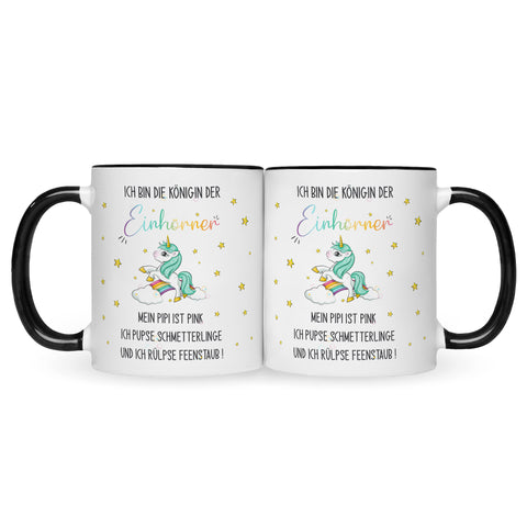 Bedruckte Tasse mit Spruch Königin der Einhörner
