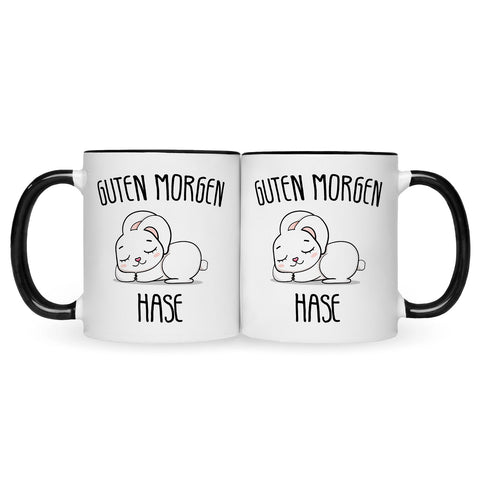 Bedruckte Tasse mit Spruch Guten Morgen Hase