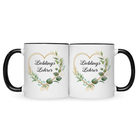 Bedruckte Tasse mit Spruch Lieblingslehrer/Lieblingslehrerin