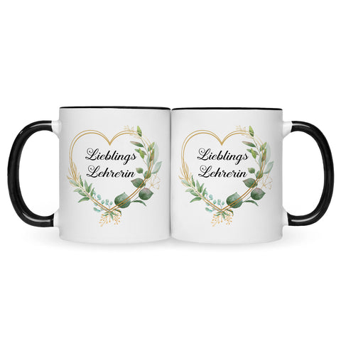 Bedruckte Tasse mit Spruch Lieblingslehrer/Lieblingslehrerin