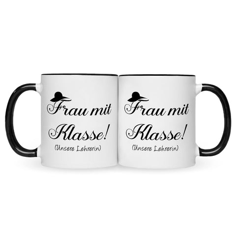 Bedruckte Tasse mit Spruch Frau mit Klasse