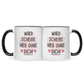 Bedruckte Tasse mit Spruch Wird scheiße ohne dich
