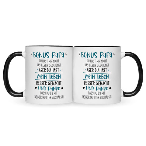 Bedruckte Tasse mit Spruch Bonus Eltern