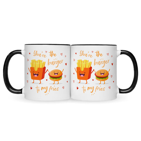 Bedruckte Tasse mit Spruch Burger to my fries