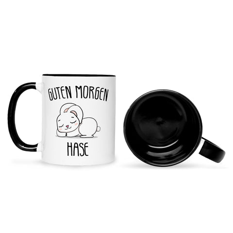 Bedruckte Tasse mit Spruch Guten Morgen Hase